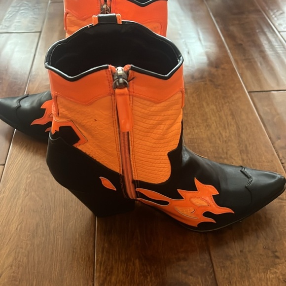 Ego Hartley orange snake print western ankle boot Size 7 - Picture 6 of 10